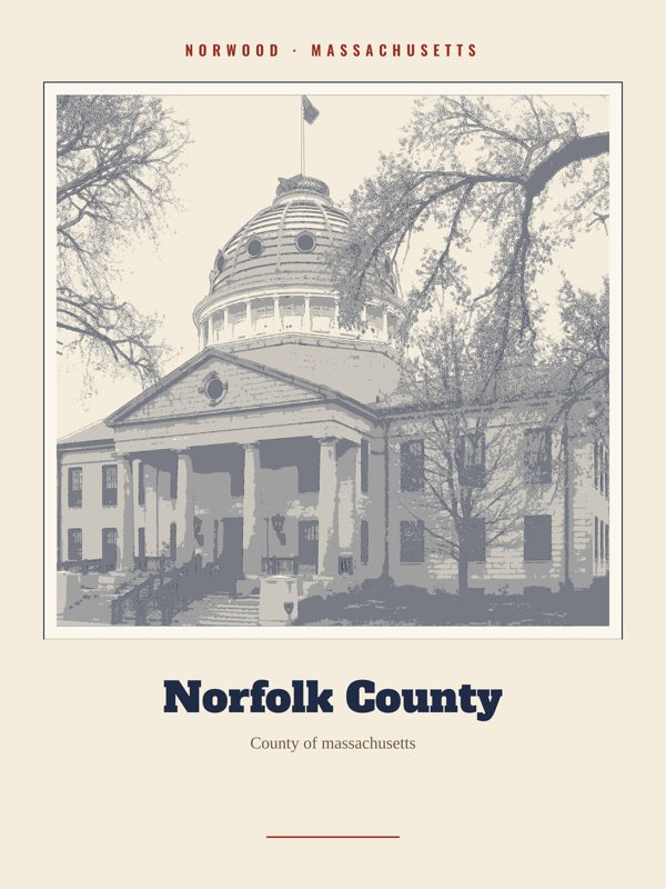 Norwood Norfolk County Landmark Print artwork detail