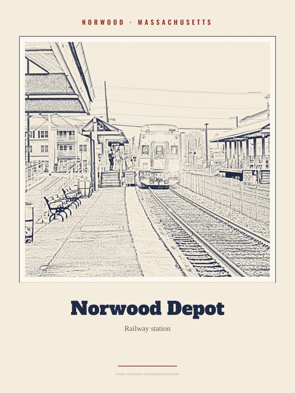 Norwood Norwood Depot Landmark Print artwork detail