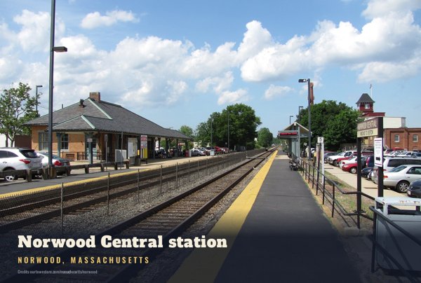 Norwood Norwood Central station Postcard artwork detail