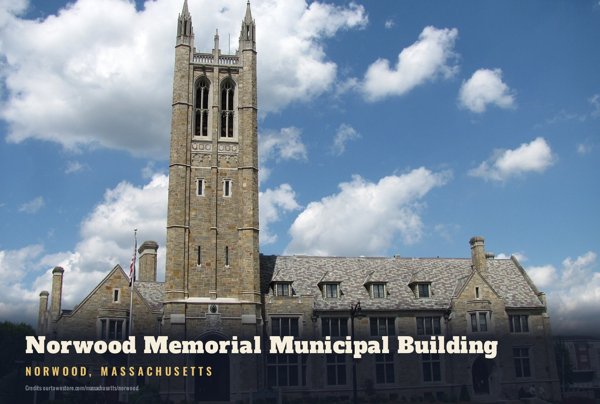 Norwood Norwood Memorial Municipal Building Postcard artwork detail