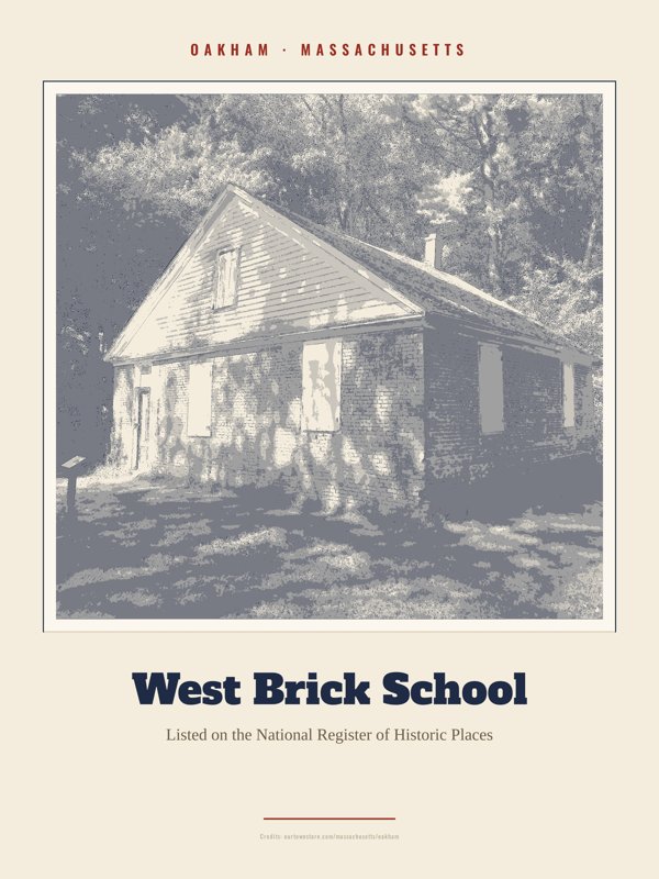 Oakham West Brick School Landmark Print artwork detail