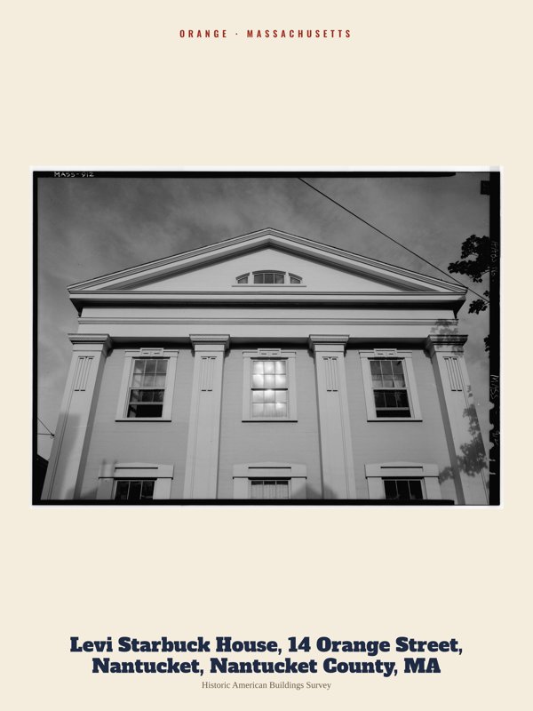 Orange Levi Starbuck House, 14 Orange Street, Nantucket, Nantucket County, MA Archive Print artwork detail
