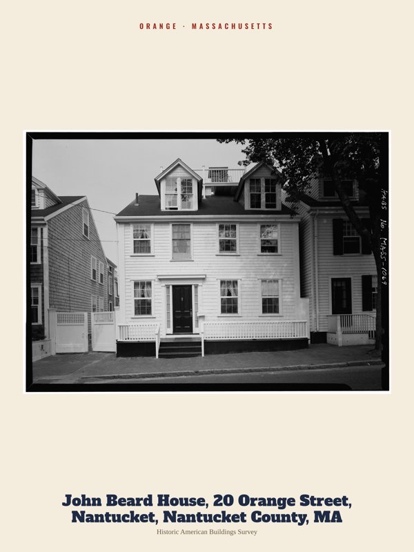 Orange John Beard House, 20 Orange Street, Nantucket, Nantucket County, MA Archive Print artwork detail