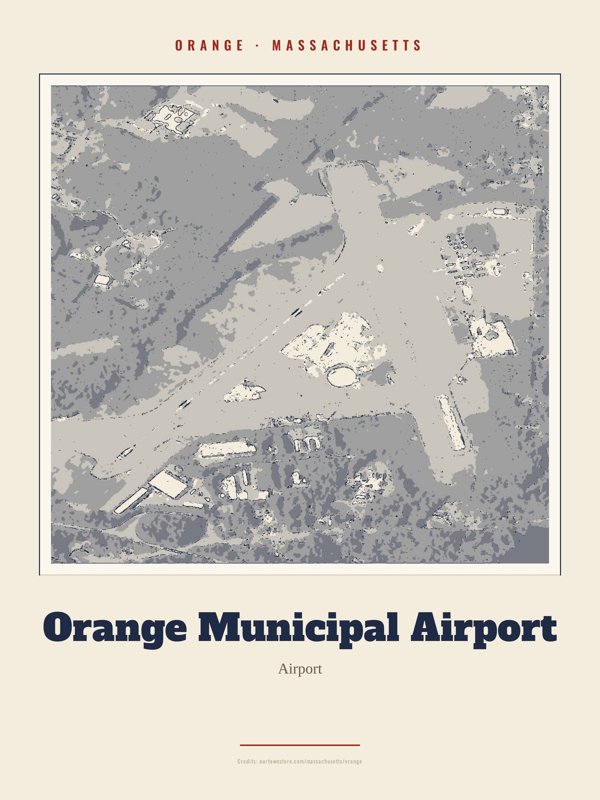 Orange Orange Municipal Airport Landmark Print artwork detail