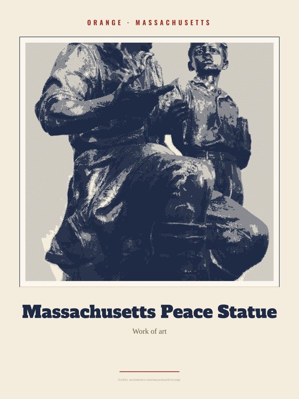 Orange Massachusetts Peace Statue Landmark Print artwork detail