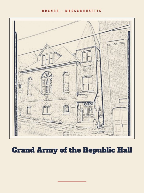 Orange Grand Army of the Republic Hall Landmark Print artwork detail