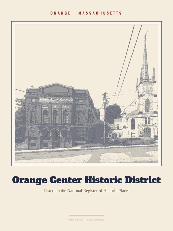 Orange Orange Center Historic District Landmark Print artwork detail