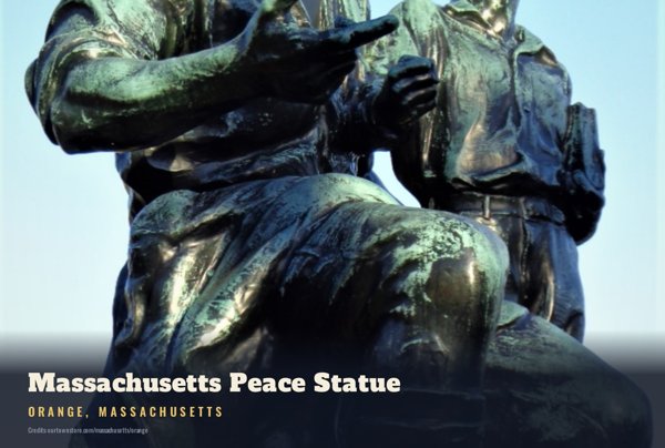 Orange Massachusetts Peace Statue Postcard artwork detail