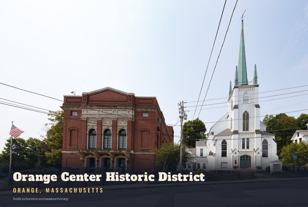 Orange Orange Center Historic District Postcard artwork detail