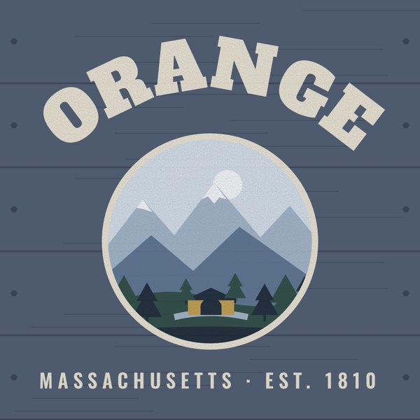 Orange Hometown Wood Sign artwork detail
