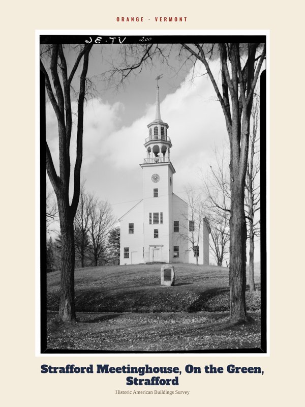 Orange Strafford Meetinghouse, On the Green, Strafford Archive Print artwork detail