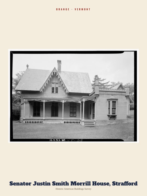 Orange Senator Justin Smith Morrill House, Strafford Archive Print artwork detail