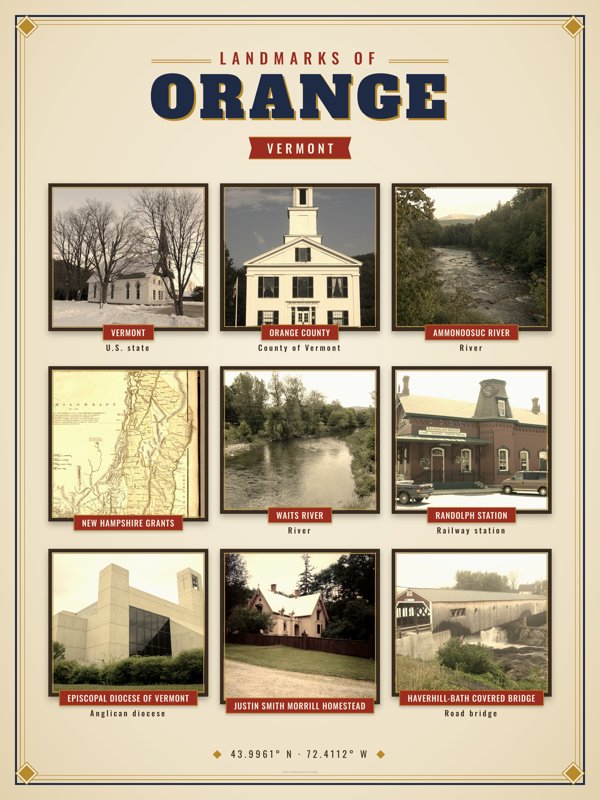 Orange Landmarks Photo Poster artwork detail