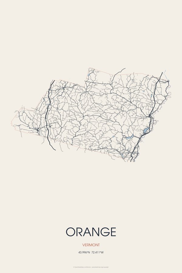 Orange Street Map Poster · Linen artwork detail