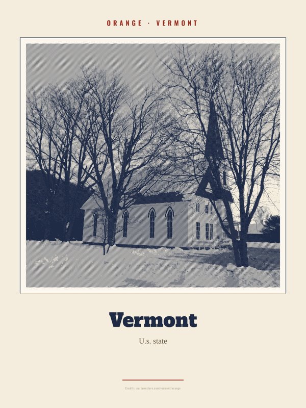 Orange Vermont Landmark Print artwork detail