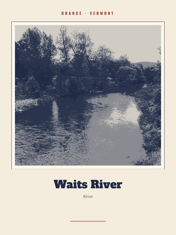 Orange Waits River Landmark Print artwork detail