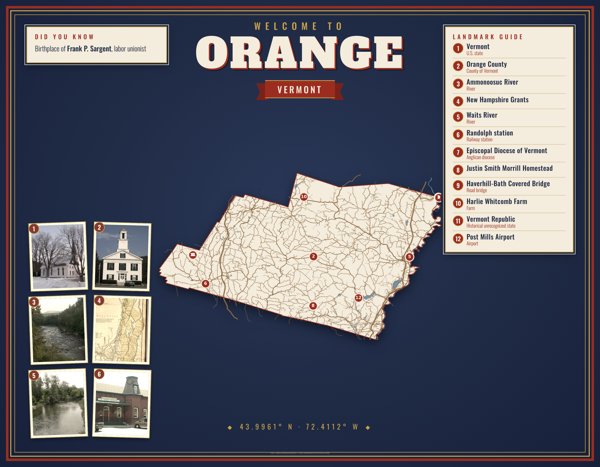 Orange Map Placemat artwork detail