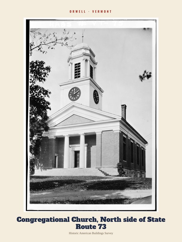 Orwell Congregational Church, North side of State Route 73 Archive Print artwork detail
