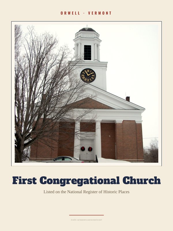 Orwell First Congregational Church Landmark Print artwork detail