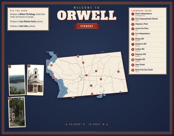 Orwell Map Placemat artwork detail