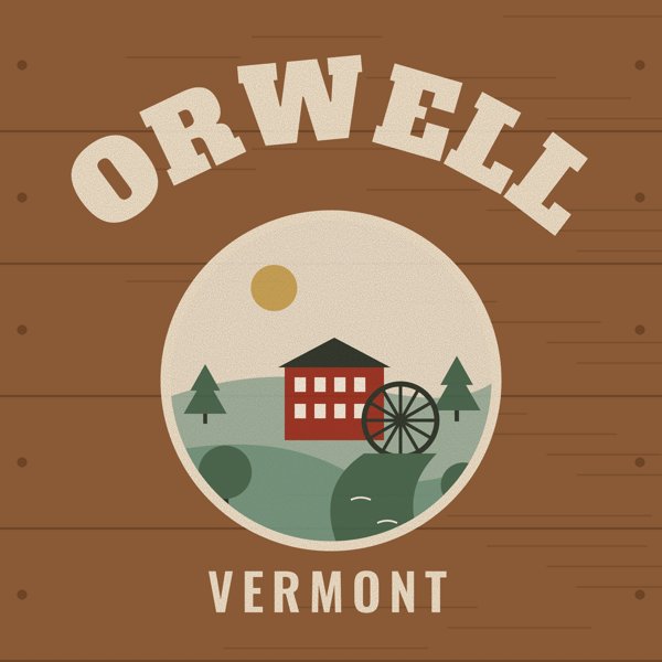 Orwell Hometown Wood Sign artwork detail