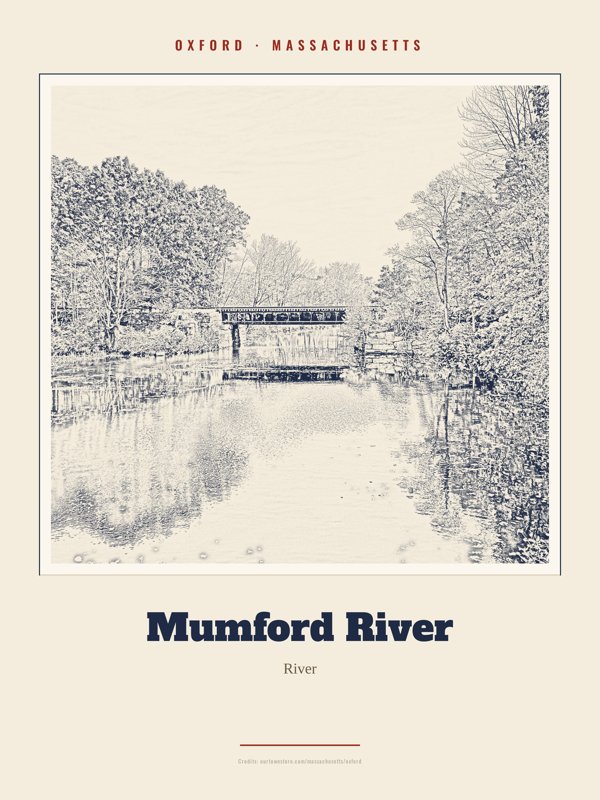 Oxford Mumford River Landmark Print artwork detail