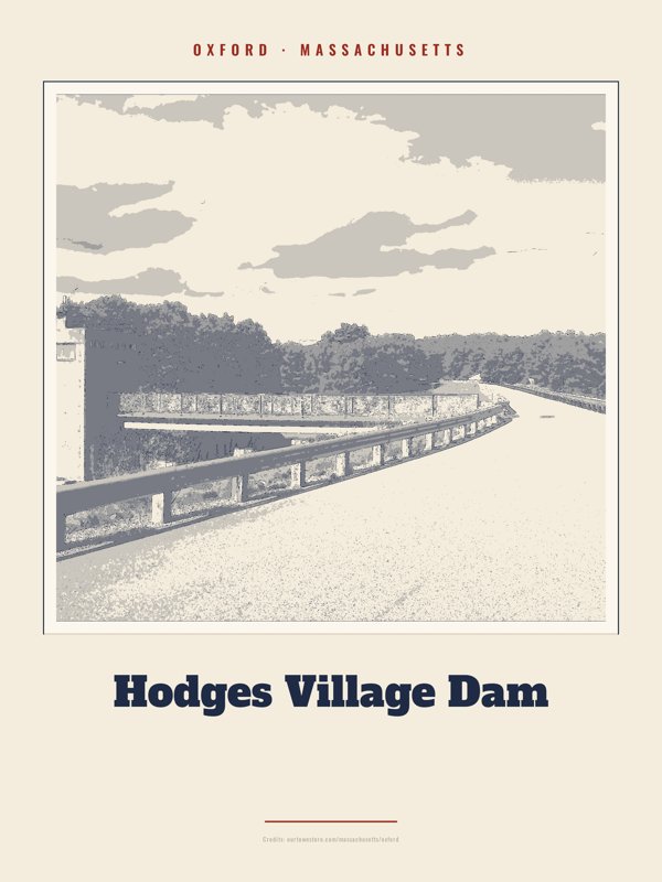 Oxford Hodges Village Dam Landmark Print artwork detail