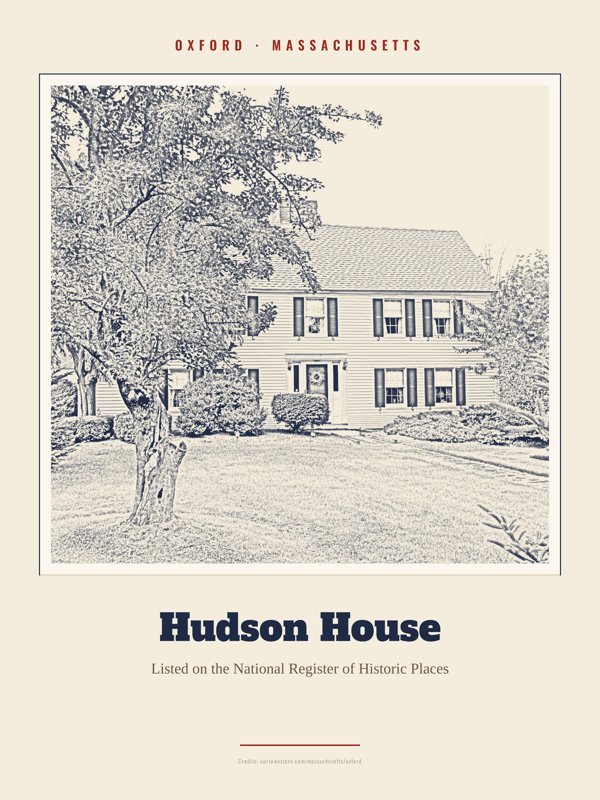 Oxford Hudson House Landmark Print artwork detail