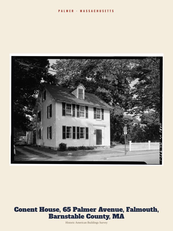 Palmer Conent House, 65 Palmer Avenue, Falmouth, Barnstable County, MA Archive Print artwork detail