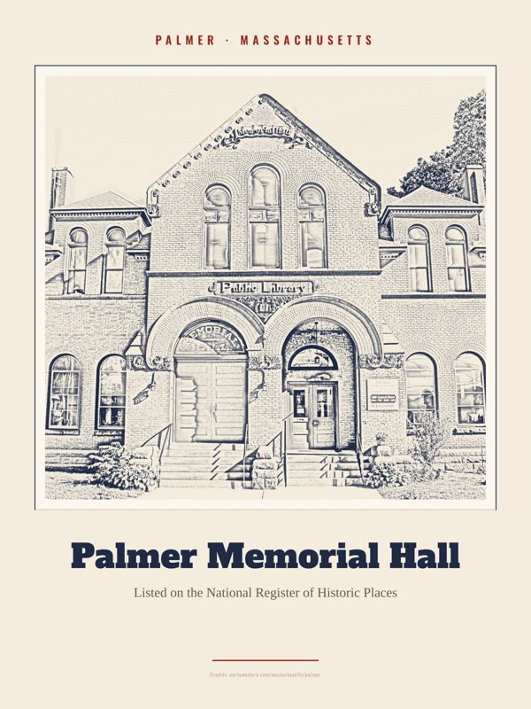 Palmer Palmer Memorial Hall Landmark Print artwork detail