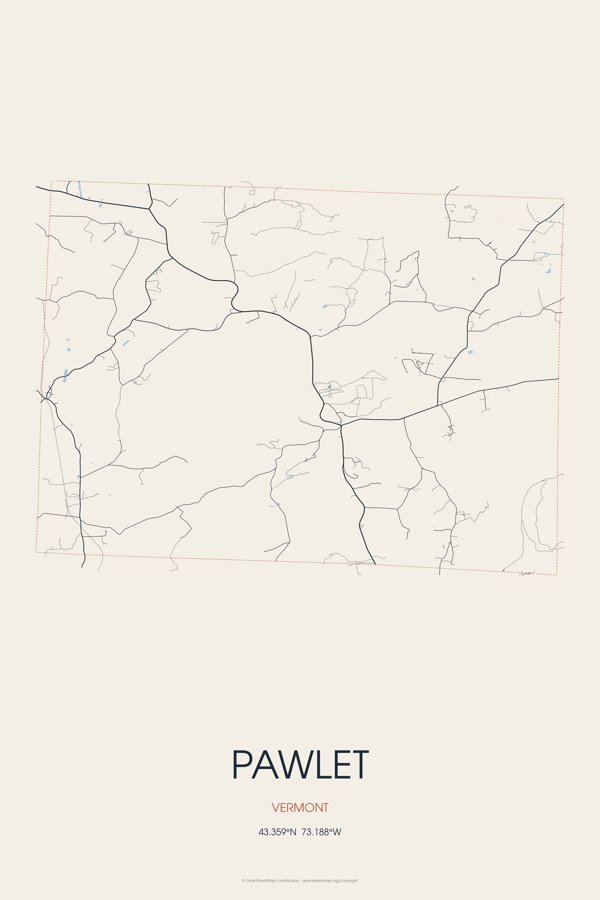 Pawlet Street Map Poster · Linen artwork detail