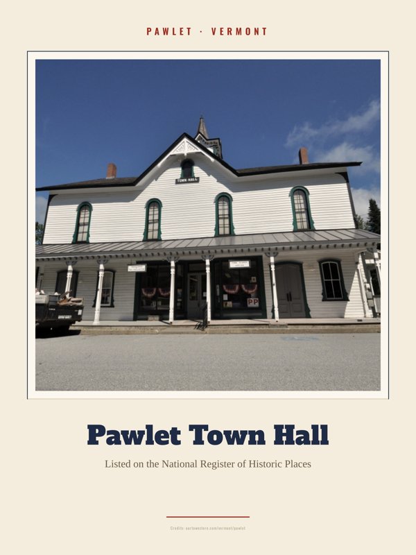 Pawlet Pawlet Town Hall Landmark Print artwork detail