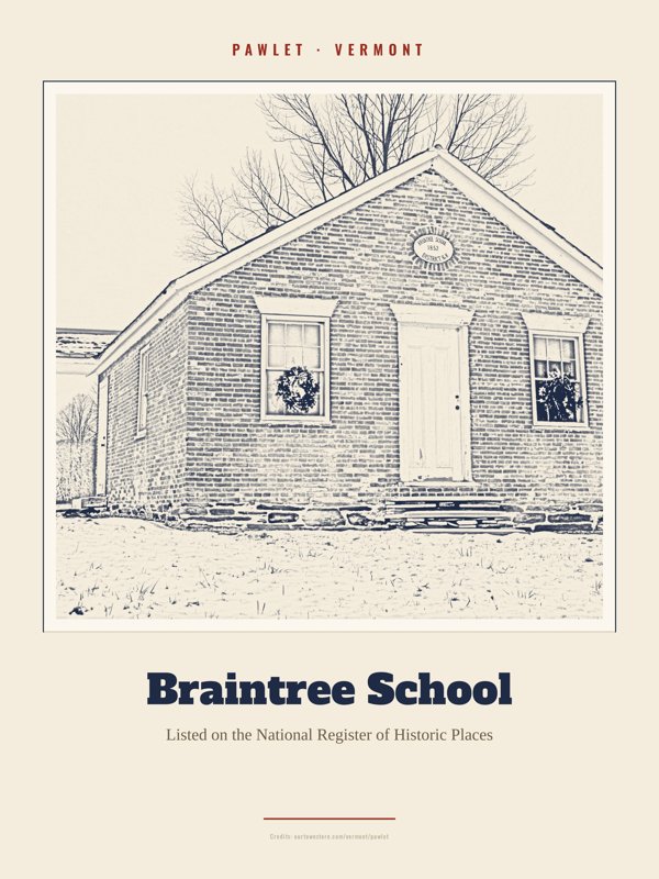 Pawlet Braintree School Landmark Print artwork detail