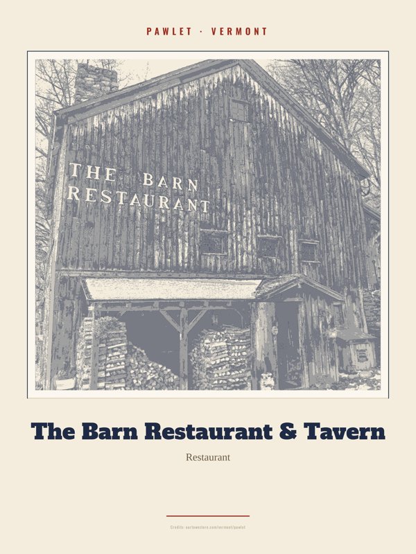 Pawlet The Barn Restaurant & Tavern Landmark Print artwork detail