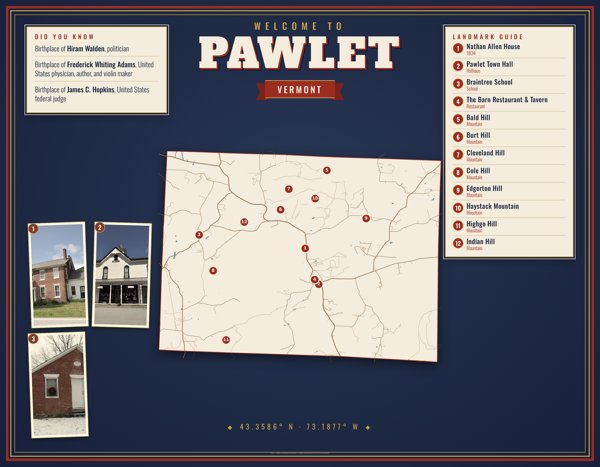 Pawlet Map Placemat artwork detail