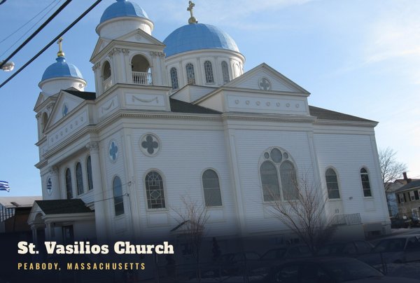 Peabody St. Vasilios Church Postcard artwork detail