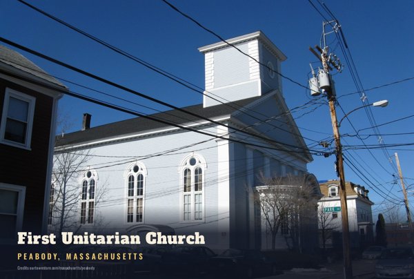 Peabody First Unitarian Church Postcard artwork detail