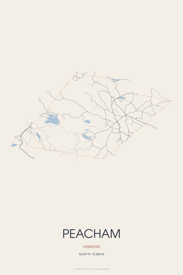 Peacham Street Map Poster · Linen artwork detail