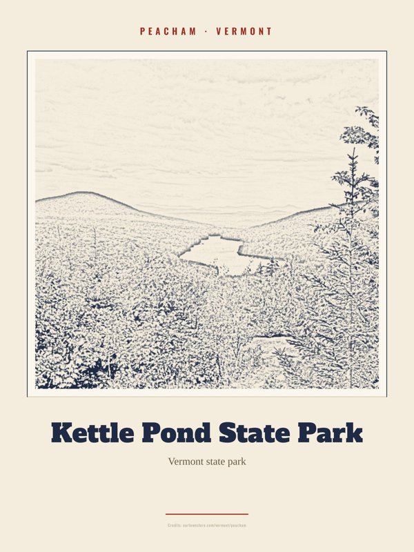 Peacham Kettle Pond State Park Landmark Print artwork detail
