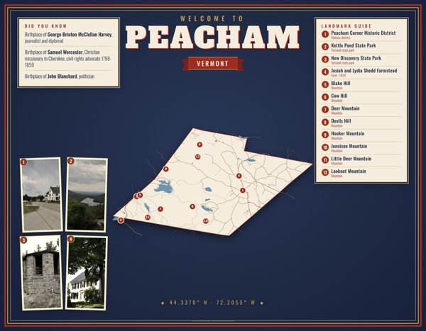 Peacham Map Placemat artwork detail
