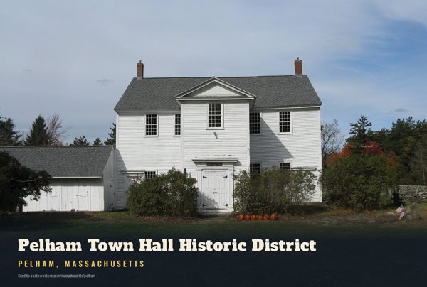 Pelham Pelham Town Hall Historic District Postcard artwork detail