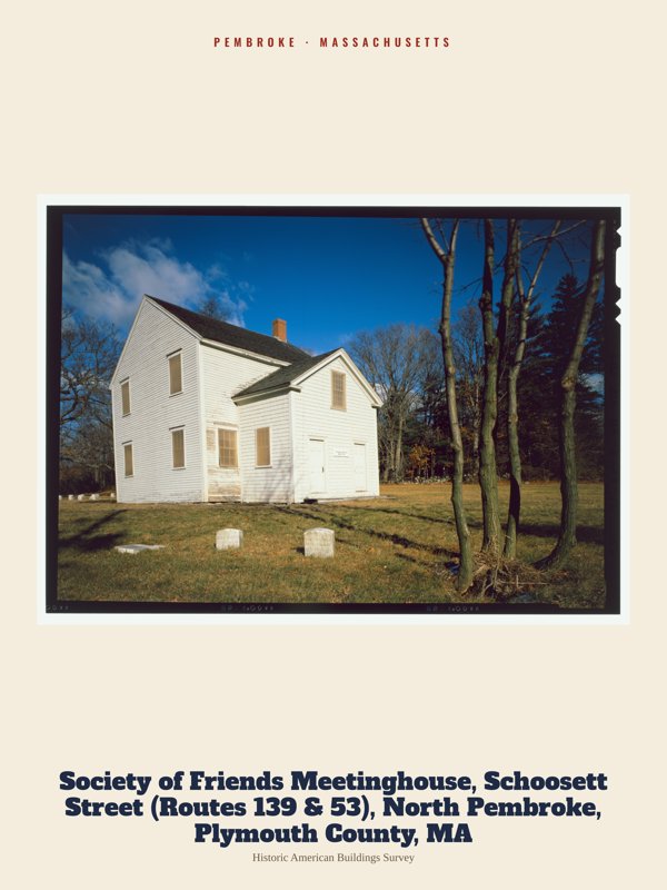 Pembroke Society of Friends Meetinghouse, Schoosett Street (Routes 139 & 53), North Pembroke, Plymouth County, MA Archive Print artwork detail