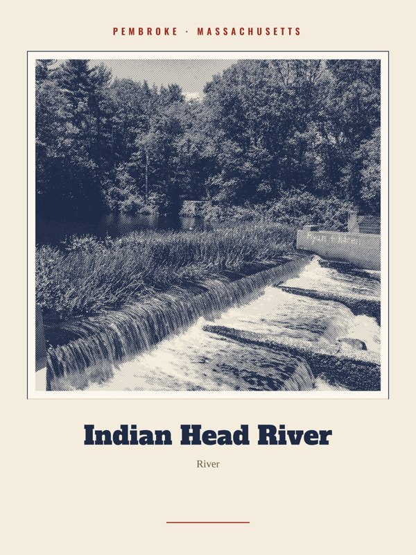 Pembroke Indian Head River Landmark Print artwork detail