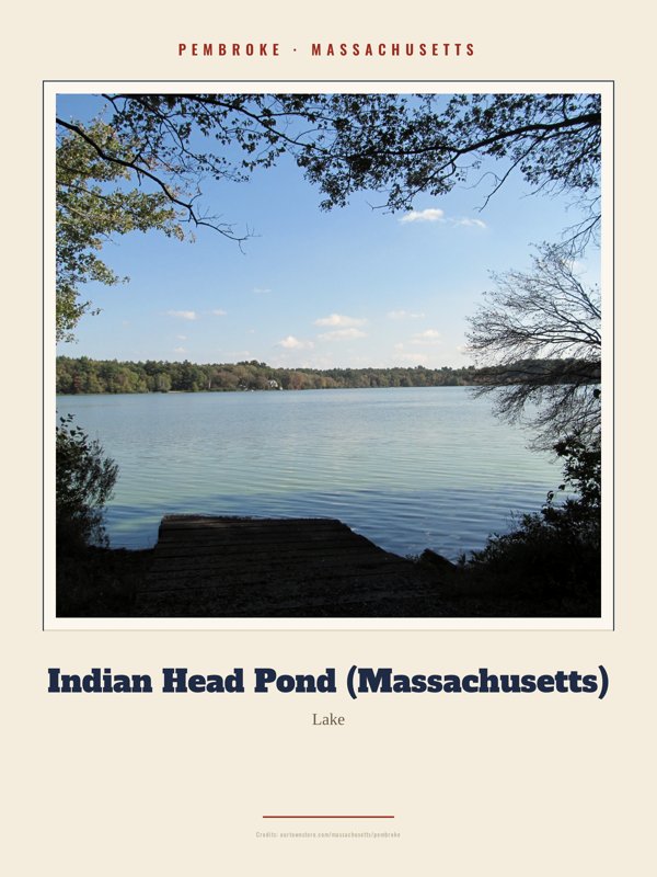 Pembroke Indian Head Pond (Massachusetts) Landmark Print artwork detail
