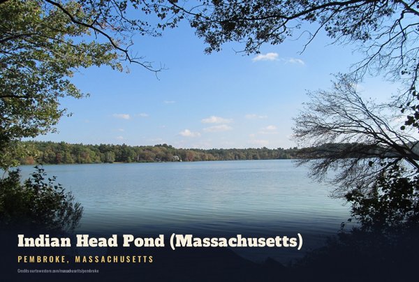 Pembroke Indian Head Pond (Massachusetts) Postcard artwork detail