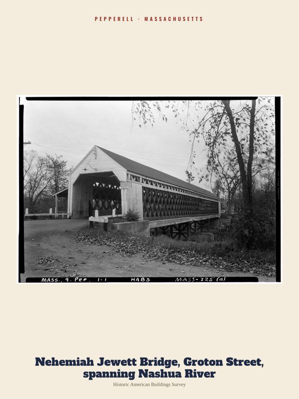 Pepperell Nehemiah Jewett Bridge, Groton Street, spanning Nashua River Archive Print artwork detail