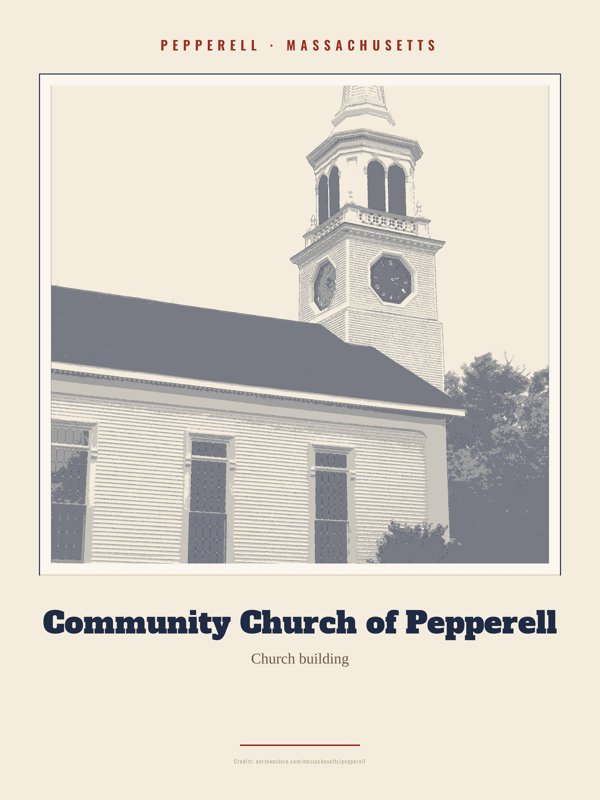 Pepperell Community Church of Pepperell Landmark Print artwork detail
