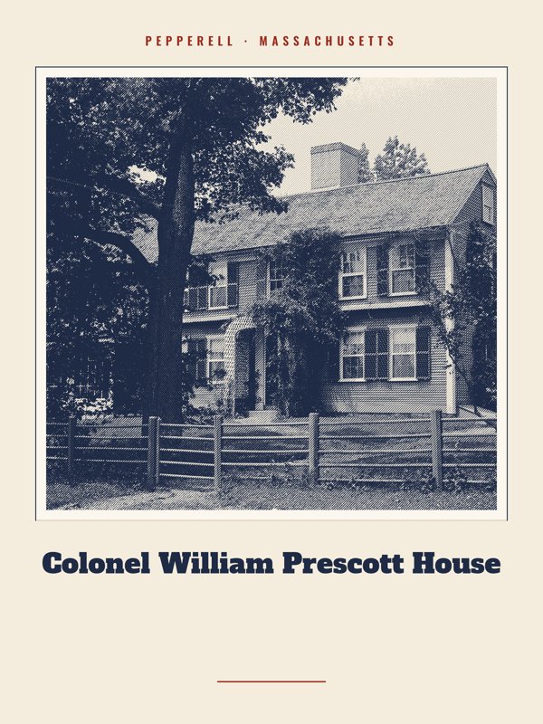 Pepperell Colonel William Prescott House Landmark Print artwork detail
