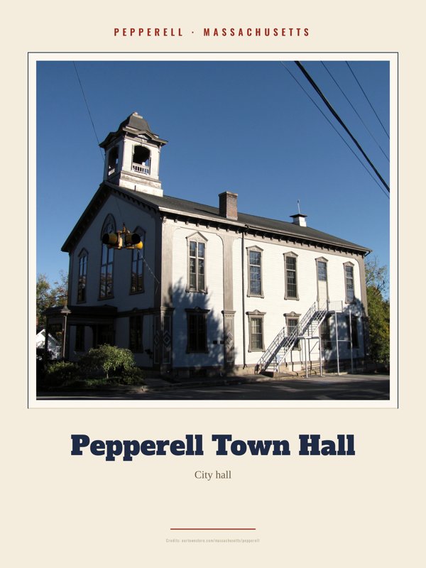Pepperell Pepperell Town Hall Landmark Print artwork detail