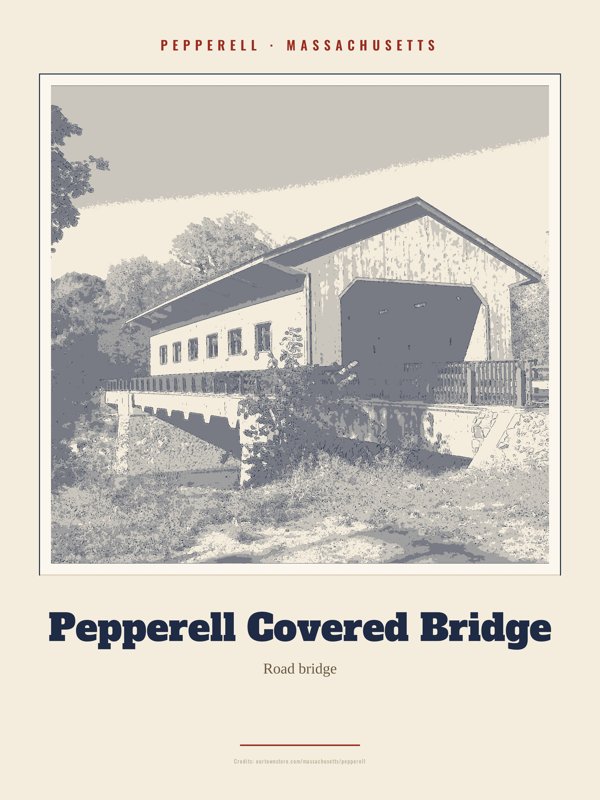 Pepperell Pepperell Covered Bridge Landmark Print artwork detail